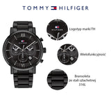 Buy Shop Tommy Hilfiger Evan Chronograph Quartz Black Dial Black Steel Strap Watch For Men - 1710410 USA Online