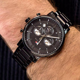 Buy Shop Tommy Hilfiger Evan Chronograph Quartz Black Dial Black Steel Strap Watch For Men - 1710410 USA Online