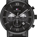 Buy Shop Tommy Hilfiger Evan Chronograph Quartz Black Dial Black Steel Strap Watch For Men - 1710410 USA Online