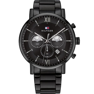 Buy Shop Tommy Hilfiger Evan Chronograph Quartz Black Dial Black Steel Strap Watch For Men - 1710410 USA Online