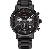Buy Shop Tommy Hilfiger Evan Chronograph Quartz Black Dial Black Steel Strap Watch For Men - 1710410 USA Online