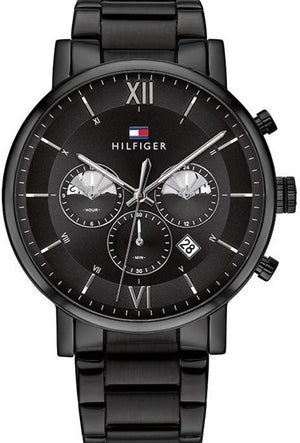 Buy Shop Tommy Hilfiger Evan Chronograph Quartz Black Dial Black Steel Strap Watch For Men - 1710410 USA Online