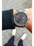 Buy Shop Tommy Hilfiger Evan Grey Dial Silver Mesh Bracelet Watch for Men - 1710396 USA Online