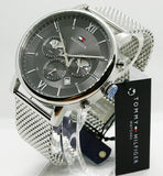 Buy Shop Tommy Hilfiger Evan Grey Dial Silver Mesh Bracelet Watch for Men - 1710396 USA Online