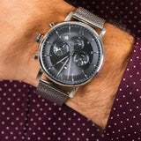 Buy Shop Tommy Hilfiger Evan Grey Dial Silver Mesh Bracelet Watch for Men - 1710396 USA Online