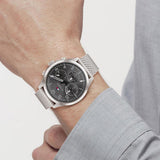 Buy Shop Tommy Hilfiger Evan Grey Dial Silver Mesh Bracelet Watch for Men - 1710396 USA Online
