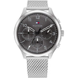 Buy Shop Tommy Hilfiger Evan Grey Dial Silver Mesh Bracelet Watch for Men - 1710396 USA Online