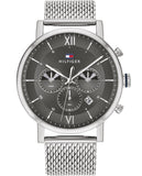 Buy Shop Tommy Hilfiger Evan Grey Dial Silver Mesh Bracelet Watch for Men - 1710396 USA Online