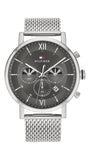 Buy Shop Tommy Hilfiger Evan Grey Dial Silver Mesh Bracelet Watch for Men - 1710396 USA Online