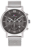 Buy Shop Tommy Hilfiger Evan Grey Dial Silver Mesh Bracelet Watch for Men - 1710396 USA Online