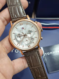 Buy Shop Tommy Hilfiger Evan White Dial Brown Leather Strap Watch for Men - 1710394 USA Online