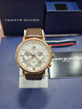 Buy Shop Tommy Hilfiger Evan White Dial Brown Leather Strap Watch for Men - 1710394 USA Online