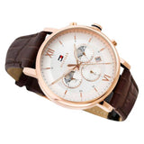 Buy Shop Tommy Hilfiger Evan White Dial Brown Leather Strap Watch for Men - 1710394 USA Online