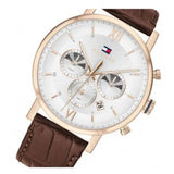 Buy Shop Tommy Hilfiger Evan White Dial Brown Leather Strap Watch for Men - 1710394 USA Online