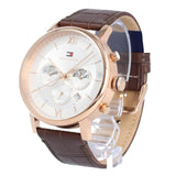 Buy Shop Tommy Hilfiger Evan White Dial Brown Leather Strap Watch for Men - 1710394 USA Online