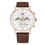 Buy Shop Tommy Hilfiger Evan White Dial Brown Leather Strap Watch for Men - 1710394 USA Online