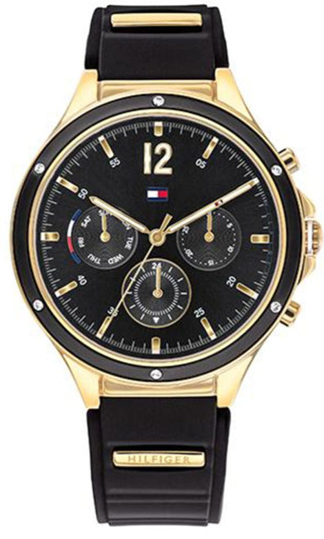 Buy Shop Tommy Hilfiger Eve Chronograph Quartz Black Dial Black Silicone Strap Watch For Women - 1782282 USA Online