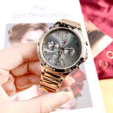 Buy Shop Tommy Hilfiger Eve Chronograph Quartz Grey Dial Rose Gold Steel Strap Watch For Women - 1782277 USA Online