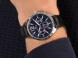 Buy Shop Tommy Hilfiger Gavin Blue Dial Blue Leather Strap Watch for Men - 1791468 USA Online
