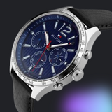 Buy Shop Tommy Hilfiger Gavin Blue Dial Blue Leather Strap Watch for Men - 1791468 USA Online