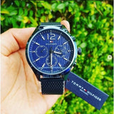 Buy Shop Tommy Hilfiger Gavin Chronograph Blue Dial Blue Mesh Bracelet Watch for Men - 1791471 USA Online