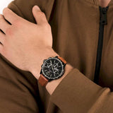 Buy Shop Tommy Hilfiger Gavin Chronograph Quartz Black Dial Brown Leather Strap Watch for Men - 1791470 USA Online
