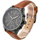 Buy Shop Tommy Hilfiger Gavin Chronograph Quartz Black Dial Brown Leather Strap Watch for Men - 1791470 USA Online