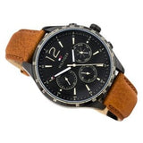 Buy Shop Tommy Hilfiger Gavin Chronograph Quartz Black Dial Brown Leather Strap Watch for Men - 1791470 USA Online