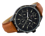 Buy Shop Tommy Hilfiger Gavin Chronograph Quartz Black Dial Brown Leather Strap Watch for Men - 1791470 USA Online