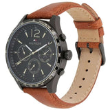 Buy Shop Tommy Hilfiger Gavin Chronograph Quartz Black Dial Brown Leather Strap Watch for Men - 1791470 USA Online