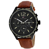 Buy Shop Tommy Hilfiger Gavin Chronograph Quartz Black Dial Brown Leather Strap Watch for Men - 1791470 USA Online