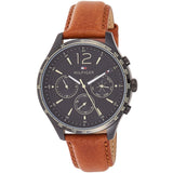 Buy Shop Tommy Hilfiger Gavin Chronograph Quartz Black Dial Brown Leather Strap Watch for Men - 1791470 USA Online