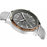 Buy Shop Tommy Hilfiger Gavin Chronograph Quartz Grey Dial Silver Mesh Bracelet Watch for Men - 1791466 USA Online