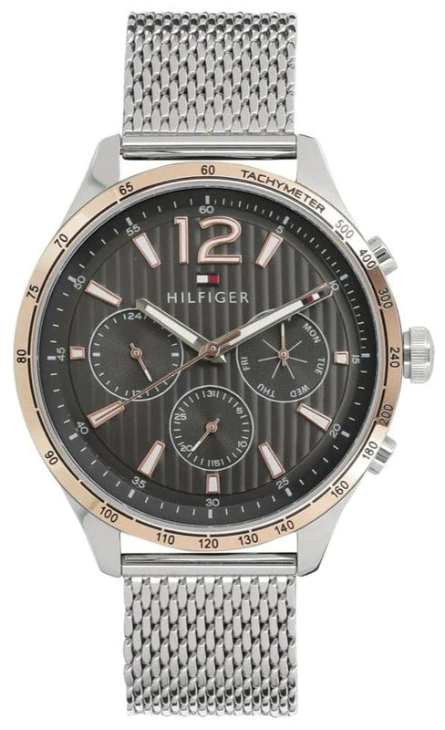 Buy Shop Tommy Hilfiger Gavin Chronograph Quartz Grey Dial Silver Mesh Bracelet Watch for Men - 1791466 USA Online