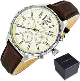 Buy Shop Tommy Hilfiger Gavin Chronograph White Dial Brown Leather Strap Watch for Men - 1791467 USA Online