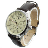Buy Shop Tommy Hilfiger Gavin Chronograph White Dial Brown Leather Strap Watch for Men - 1791467 USA Online