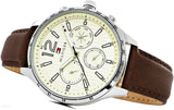 Buy Shop Tommy Hilfiger Gavin Chronograph White Dial Brown Leather Strap Watch for Men - 1791467 USA Online