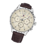 Buy Shop Tommy Hilfiger Gavin Chronograph White Dial Brown Leather Strap Watch for Men - 1791467 USA Online