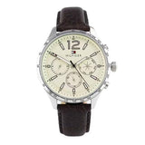 Buy Shop Tommy Hilfiger Gavin Chronograph White Dial Brown Leather Strap Watch for Men - 1791467 USA Online