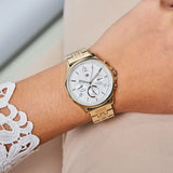 Buy Shop Tommy Hilfiger Harper Chronograph White Dial Gold Steel Strap Watch For Women - 1782223 USA Online