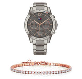 Buy Shop Tommy Hilfiger Haven Chronograph Quartz Grey Dial Grey Steel Strap Watch For Women - 1782196 USA Online