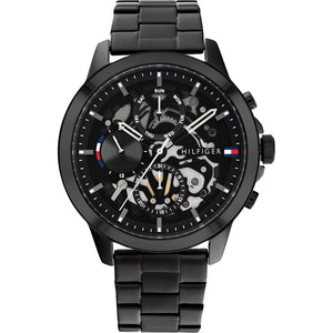 Buy Shop Tommy Hilfiger Henry Chronograph Black Dial Black Steel Strap Watch For Men - 1710478 USA Online
