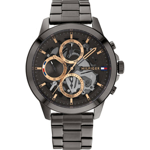 Buy Shop Tommy Hilfiger Henry Chronograph Grey Dial Grey Steel Strap Watch For Men - 1710479 USA Online