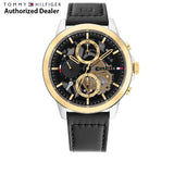Buy Shop Tommy Hilfiger Henry Chronograph Black Dial Black Leather Strap Watch For Men - 1710474 USA Online