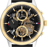 Buy Shop Tommy Hilfiger Henry Chronograph Black Dial Black Leather Strap Watch For Men - 1710474 USA Online
