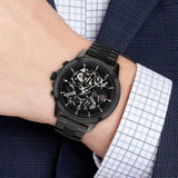 Buy Shop Tommy Hilfiger Henry Chronograph Black Dial Black Steel Strap Watch For Men - 1710478 USA Online