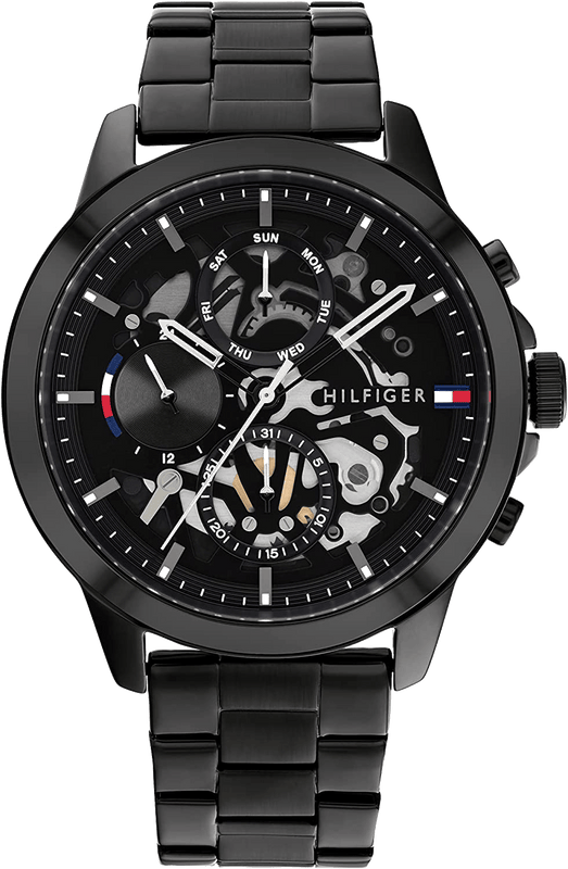 Buy Shop Tommy Hilfiger Henry Chronograph Black Dial Black Steel Strap Watch For Men - 1710478 USA Online