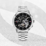 Buy Shop Tommy Hilfiger Henry Chronograph Black Dial Silver Steel Strap Watch For Men - 1710477 USA Online