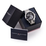 Buy Shop Tommy Hilfiger Henry Chronograph Black Dial Silver Steel Strap Watch For Men - 1710477 USA Online