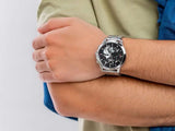 Buy Shop Tommy Hilfiger Henry Chronograph Black Dial Silver Steel Strap Watch For Men - 1710477 USA Online